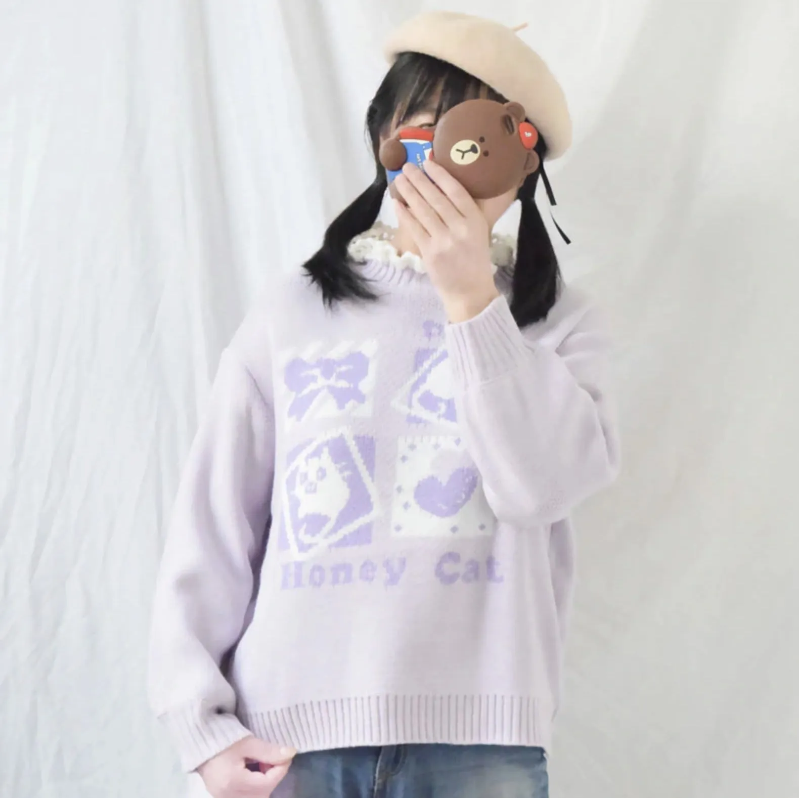 Lavender Kitten Crewneck