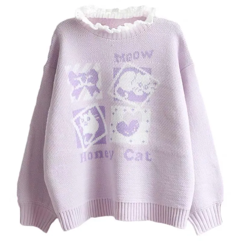 Lavender Kitten Crewneck