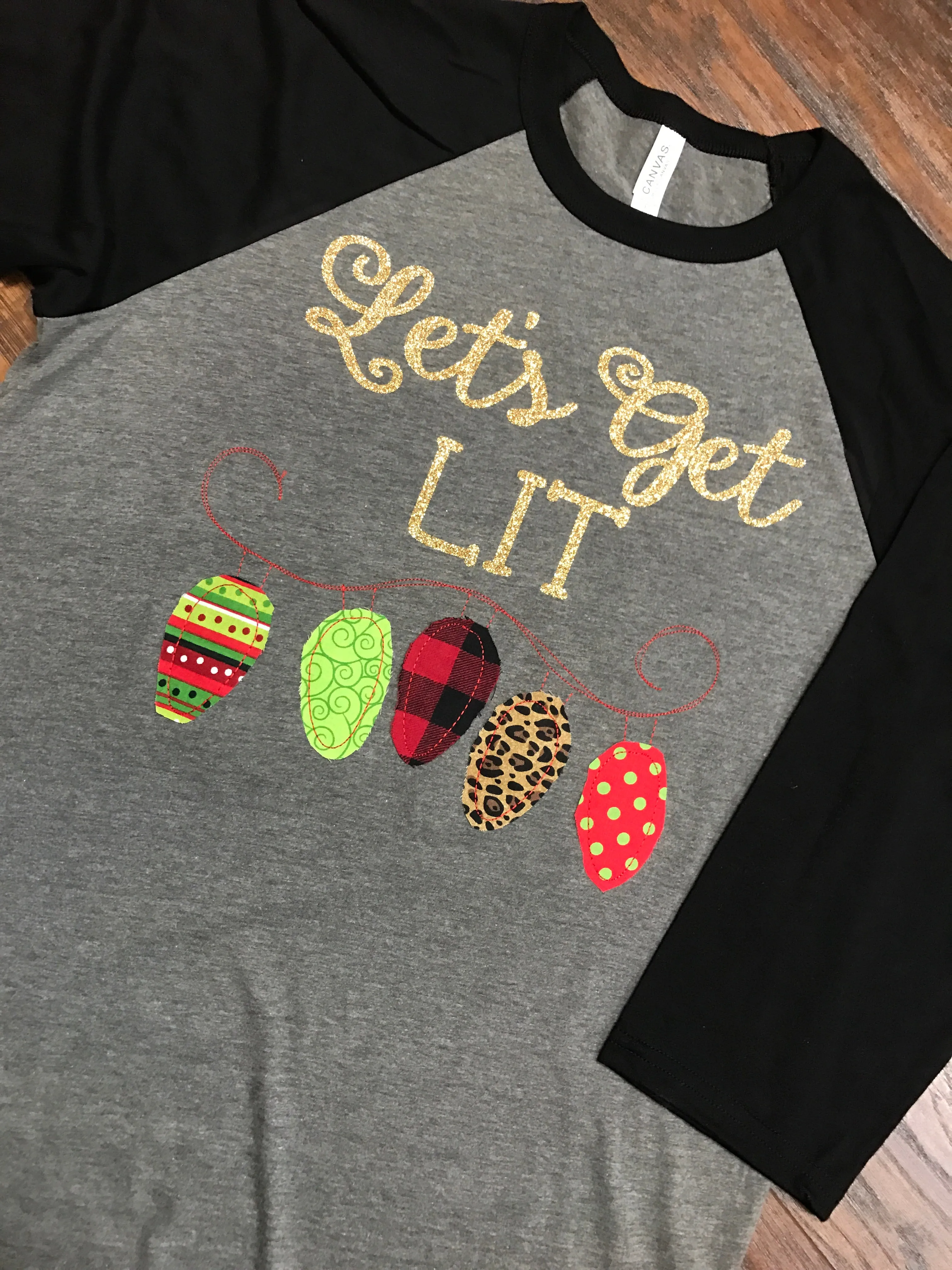 Let's Get Lit Christmas Baseball Tee