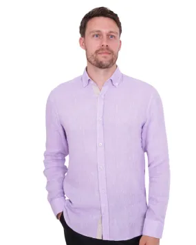 Lilac Plain Linen Long Sleeve Shirt