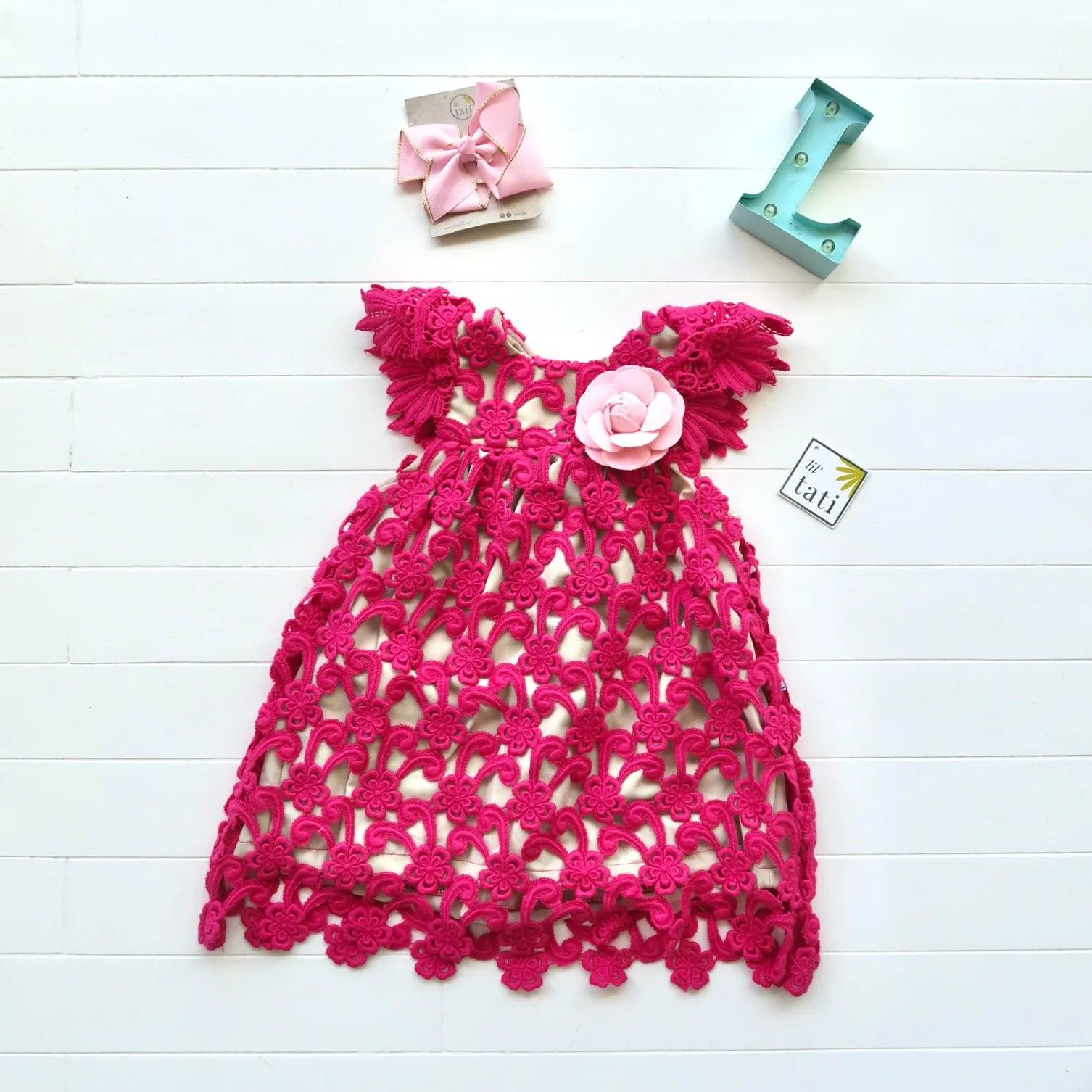 Magnolia Dress in Magenta Swirl Lace