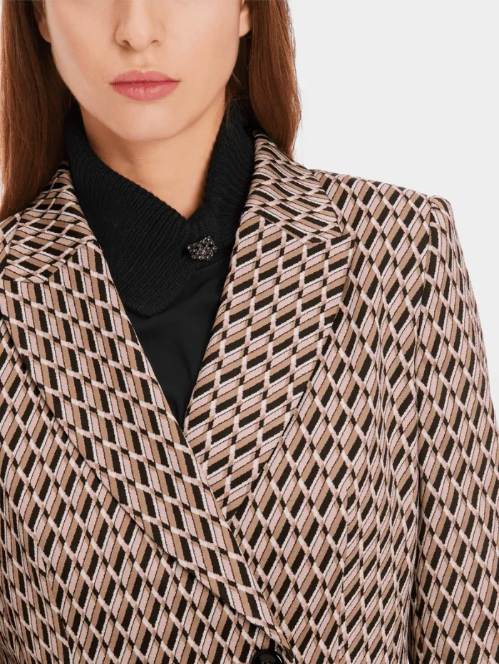 Marc Cain Collections Patterned Knit Double Breasted Blazer XC 34.27 J48 Col 213