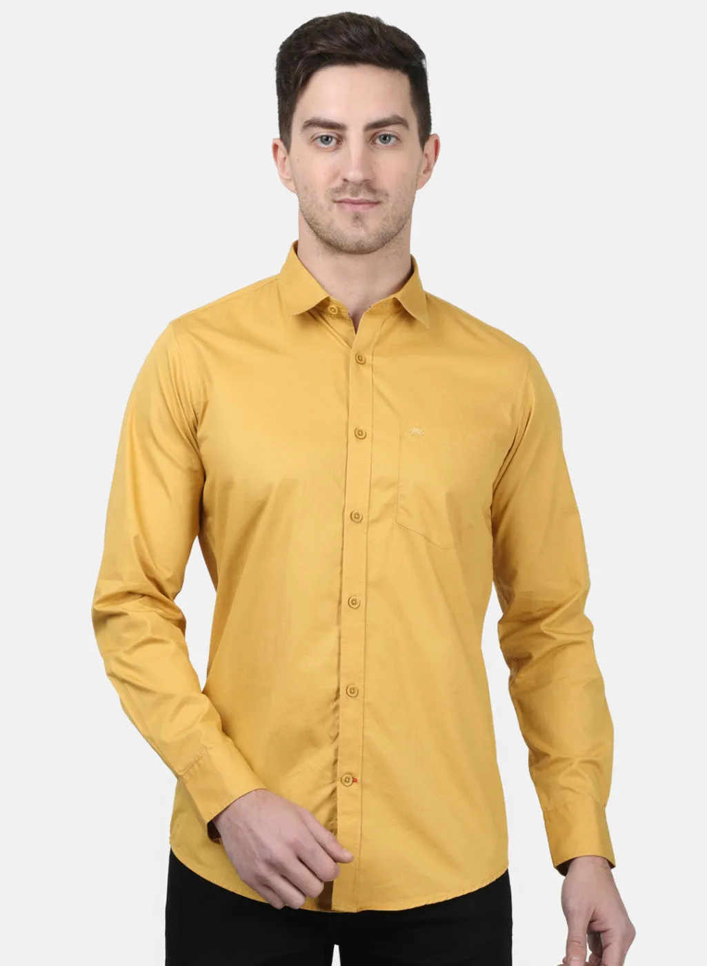 Mens Mustard Solid Shirts