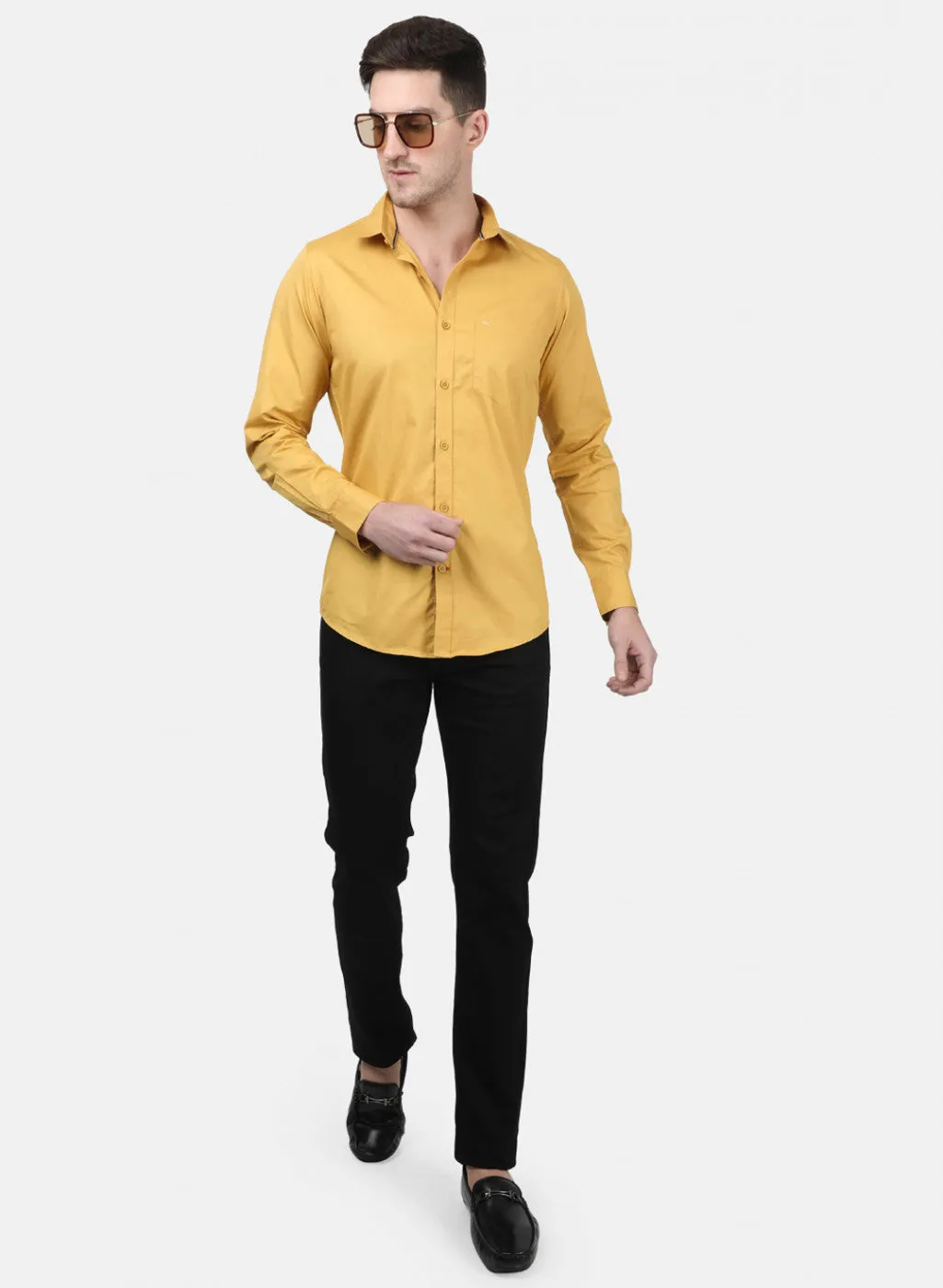 Mens Mustard Solid Shirts