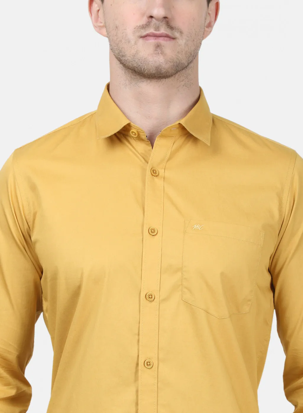 Mens Mustard Solid Shirts