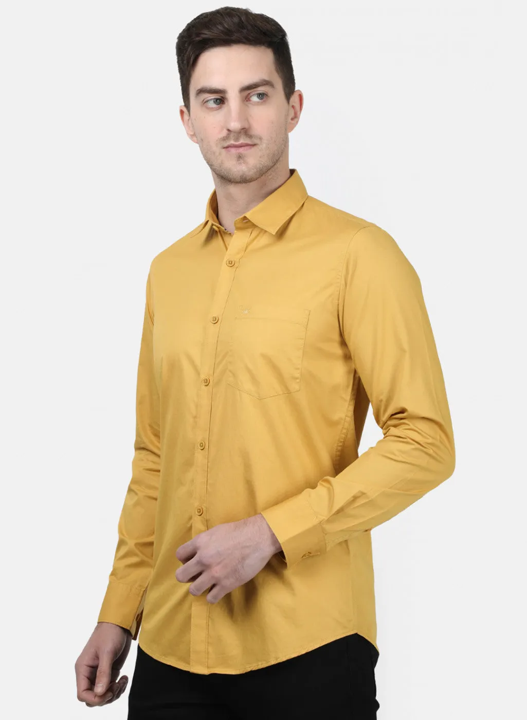 Mens Mustard Solid Shirts