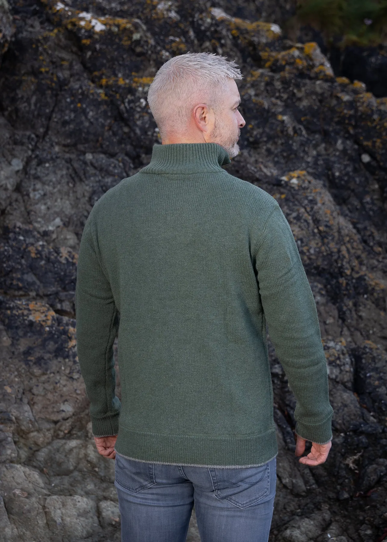 Mens Zip Sweater | Duck Green