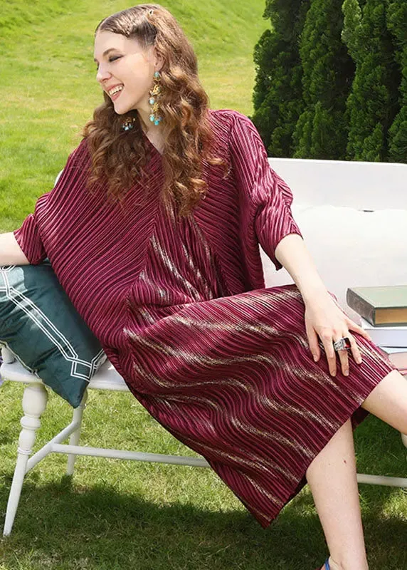 Mulberry Striped Wrinkled Dresses