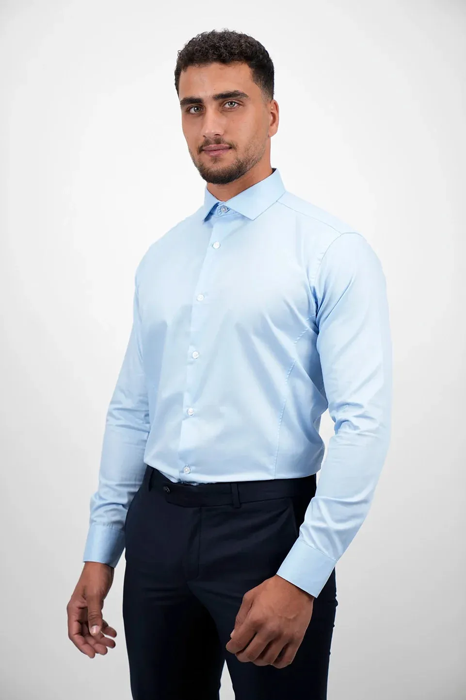 Non Iron Long Sleeved Blue Shirt