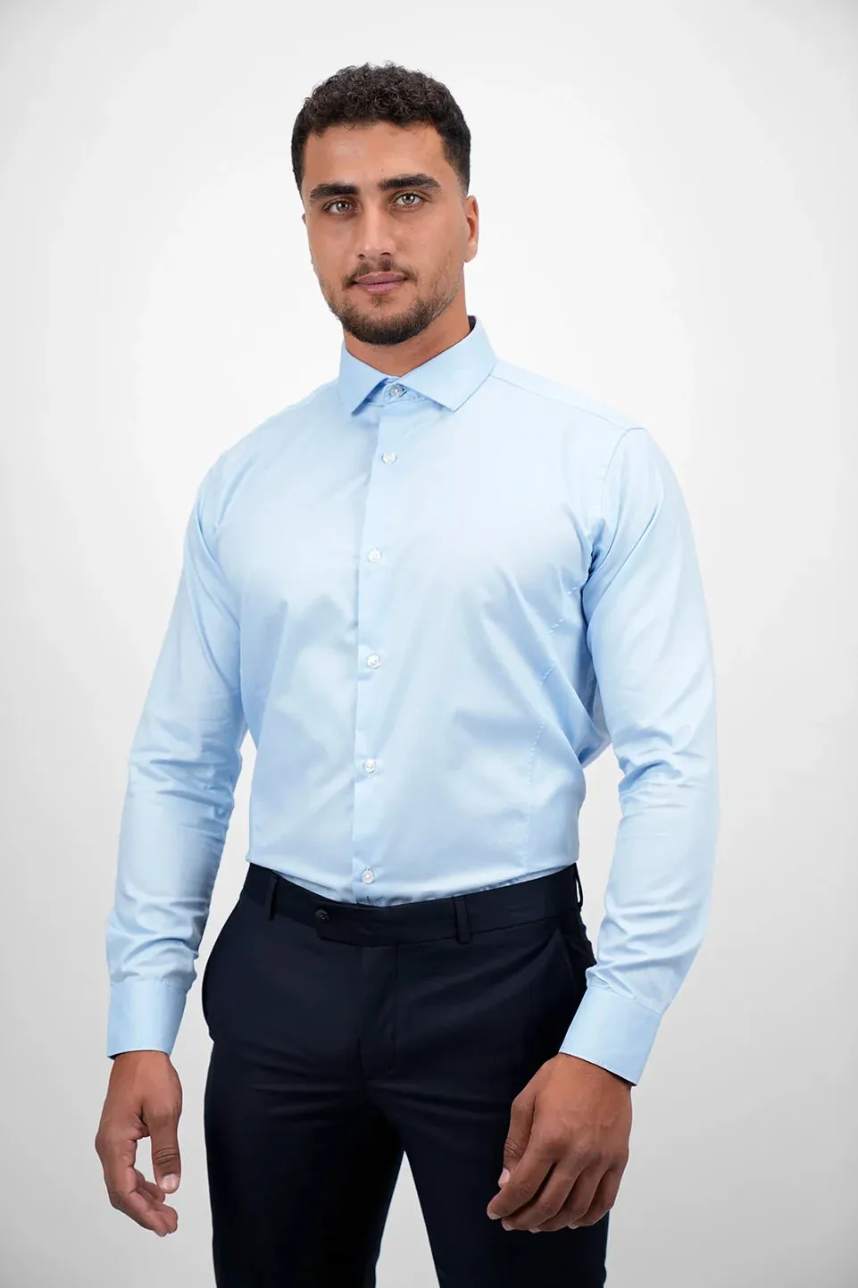 Non Iron Long Sleeved Blue Shirt