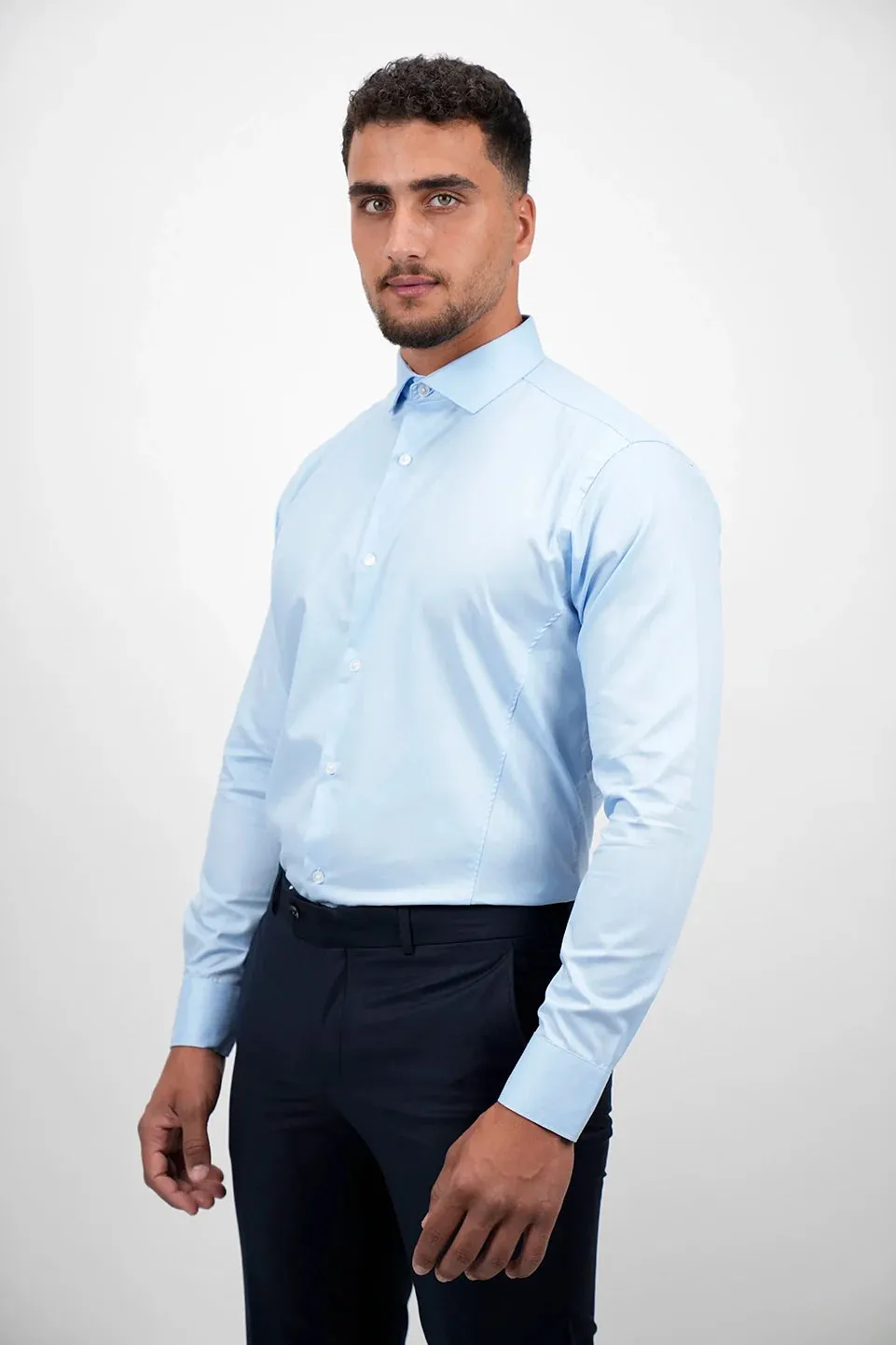 Non Iron Long Sleeved Blue Shirt