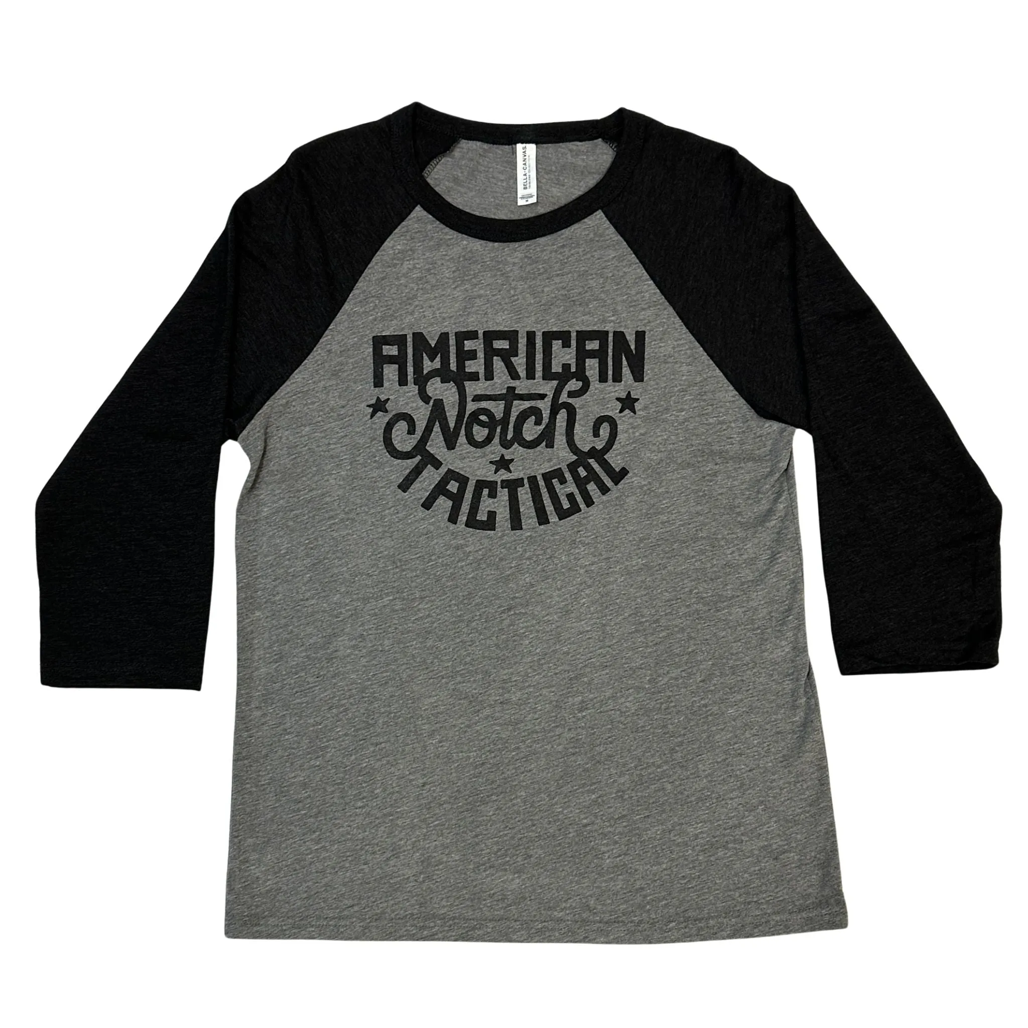 Notch American Tactical 3/4 Sleeve Baseball Tee - Heather Grey/Black