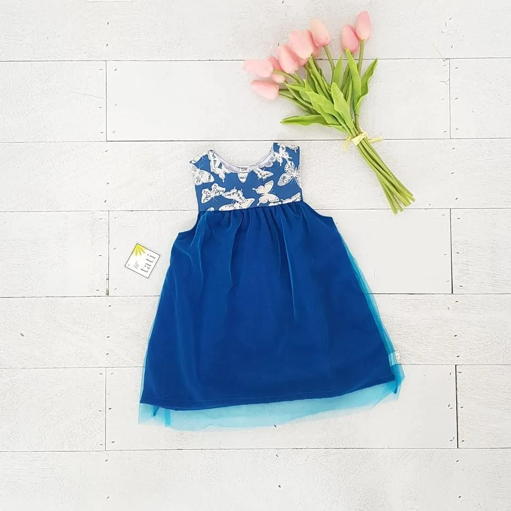 Peony Dress in Blue Butterfly & Tulle