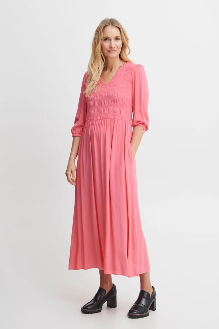 Pink Dress with Shirred top Fransa 20611904 Pink