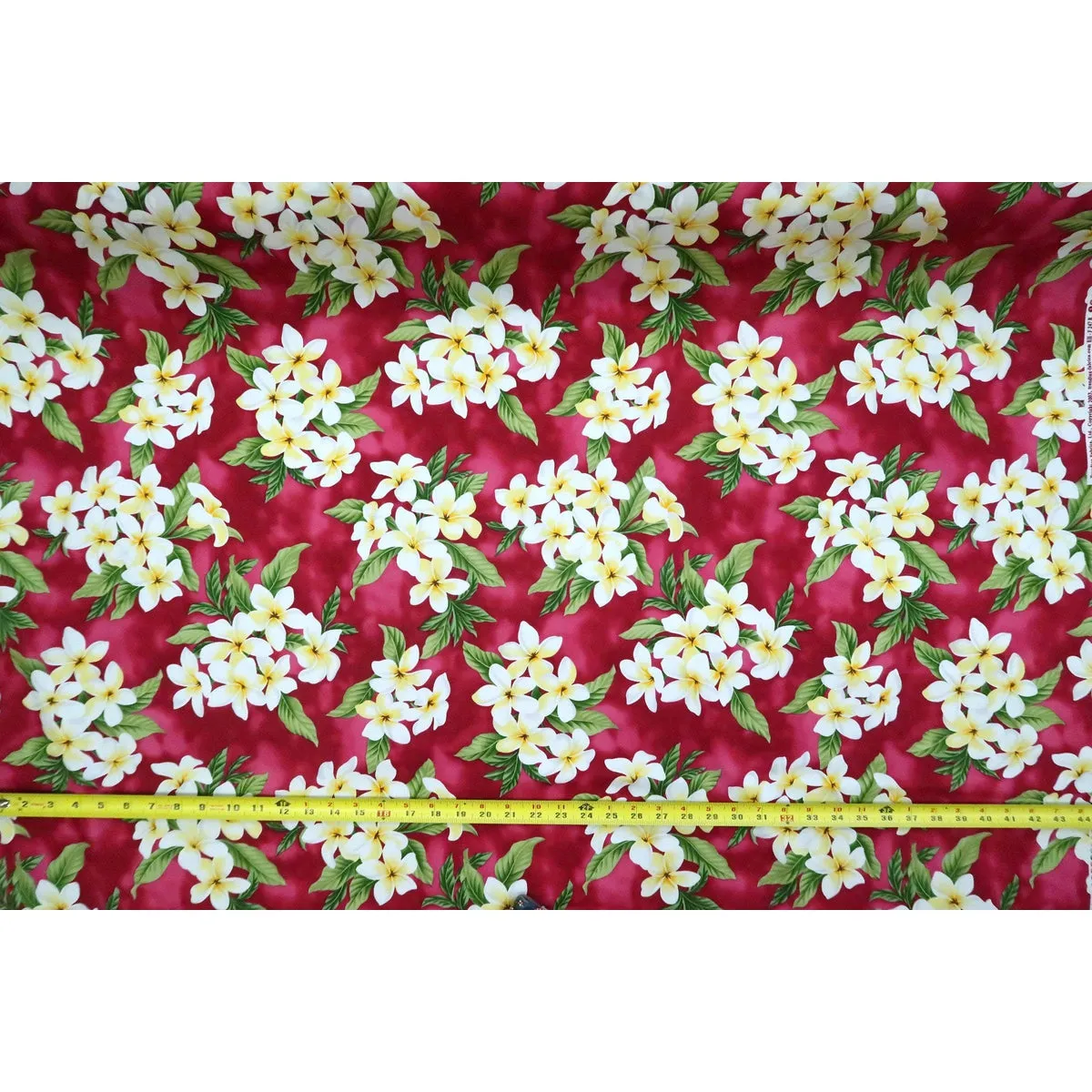 Plumeria Bouquet Hawaiian Fabric | Red