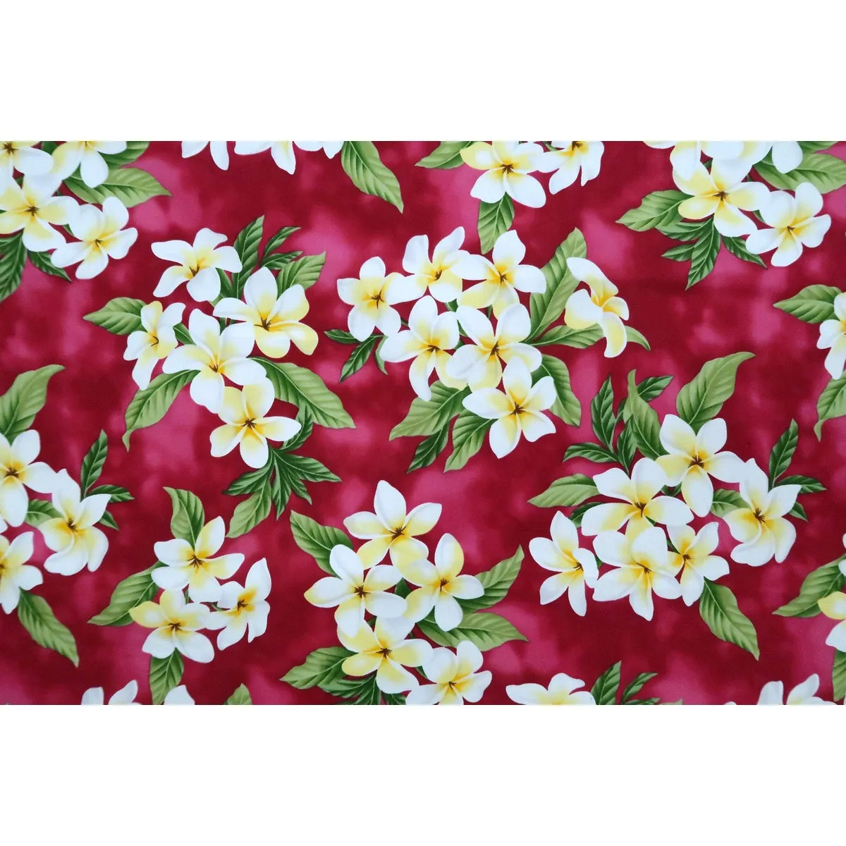 Plumeria Bouquet Hawaiian Fabric | Red