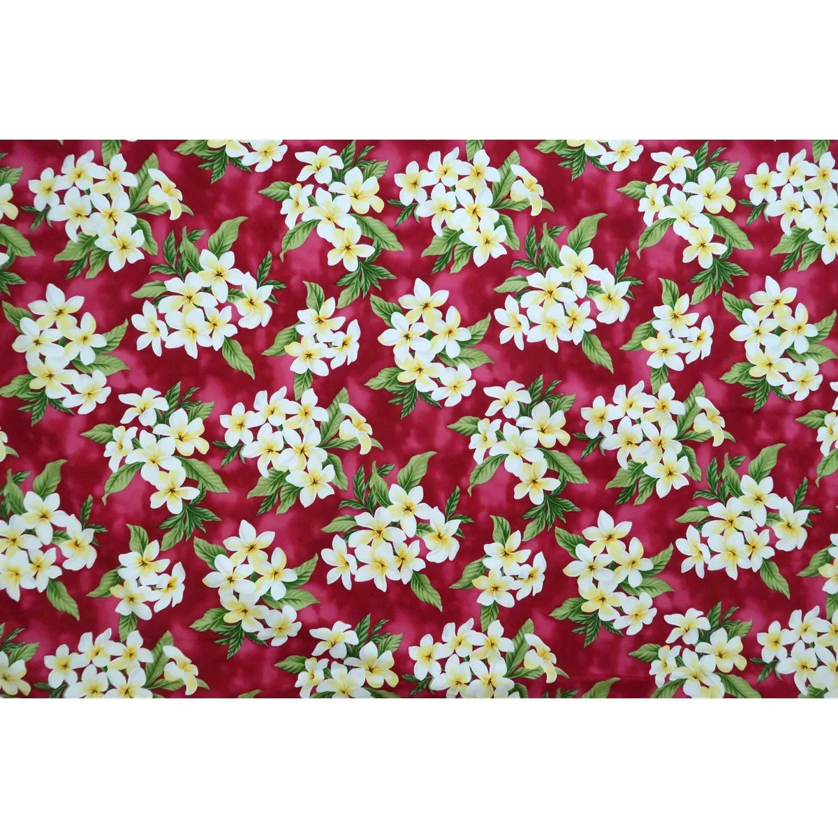 Plumeria Bouquet Hawaiian Fabric | Red