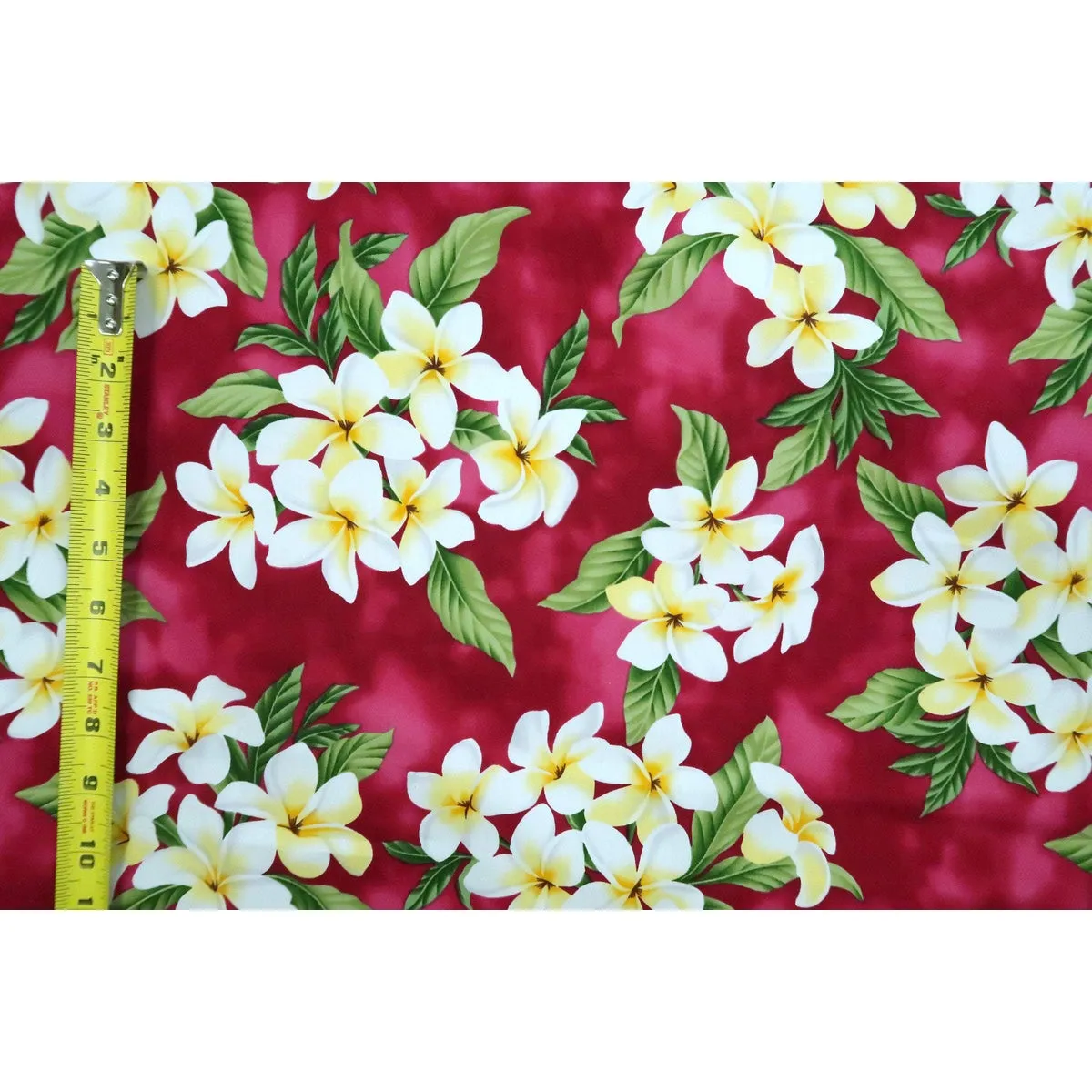 Plumeria Bouquet Hawaiian Fabric | Red