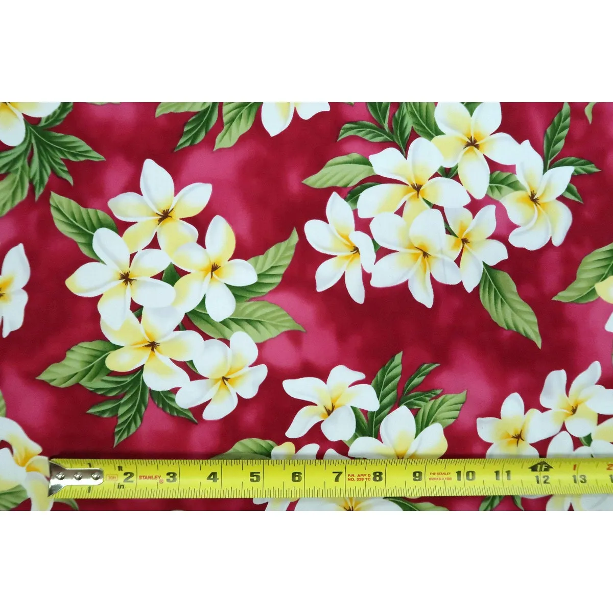 Plumeria Bouquet Hawaiian Fabric | Red