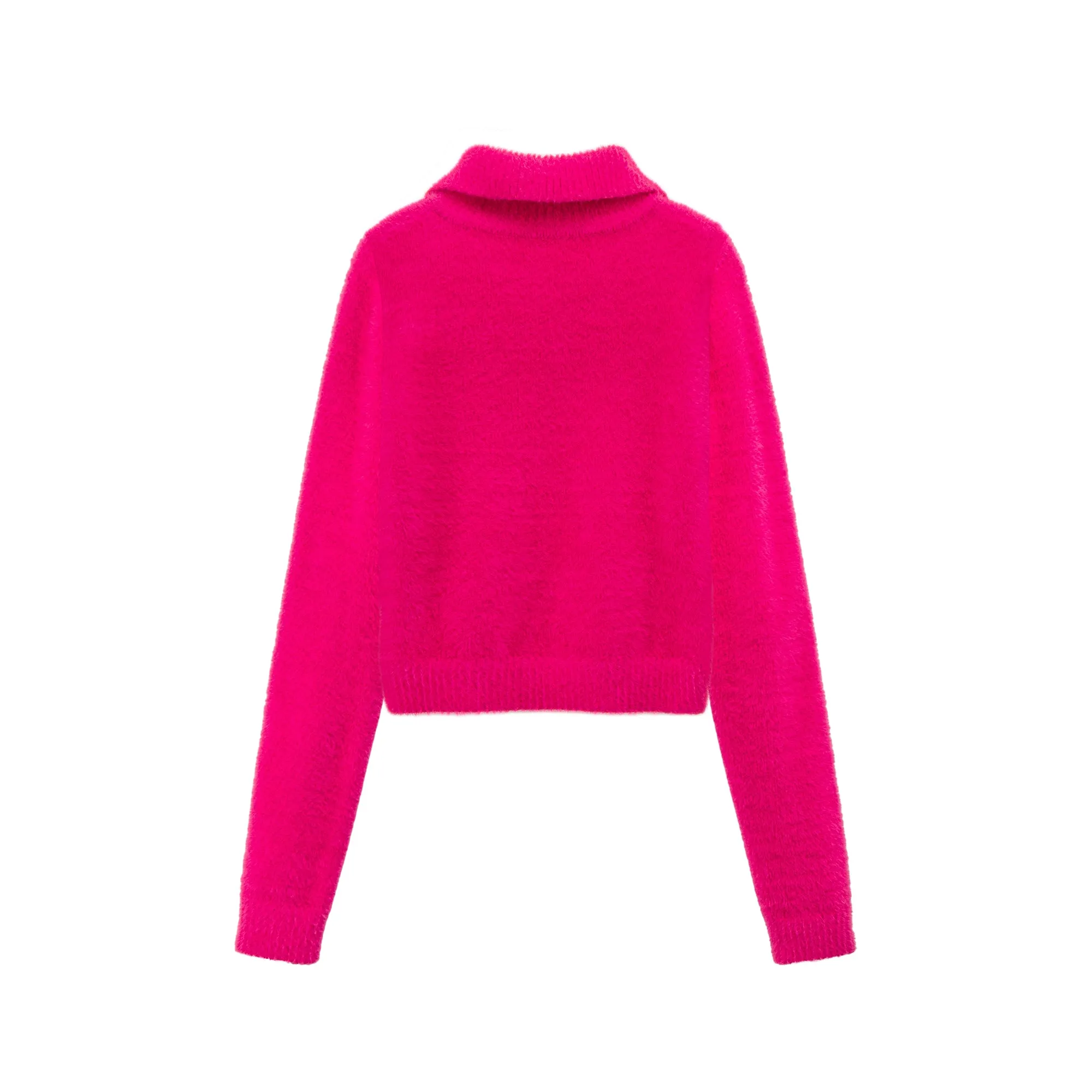 Polo Neck Half Zip-Up Knit Sweater