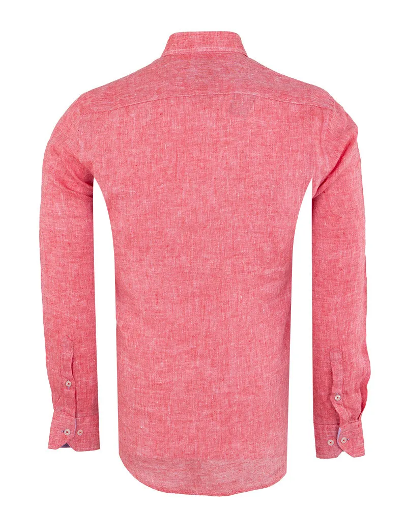 Red Linen Long Sleeve Shirt