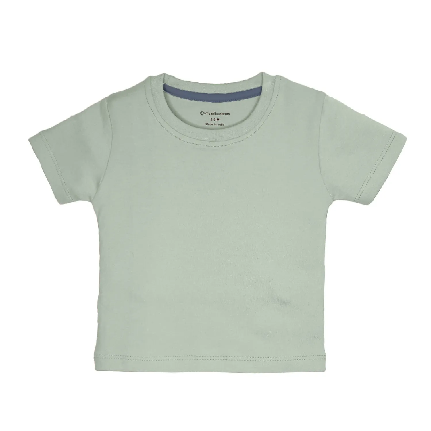 Round Neck T-Shirt - Solid - Navy/Blue/Sage Green - 3Pc Pack