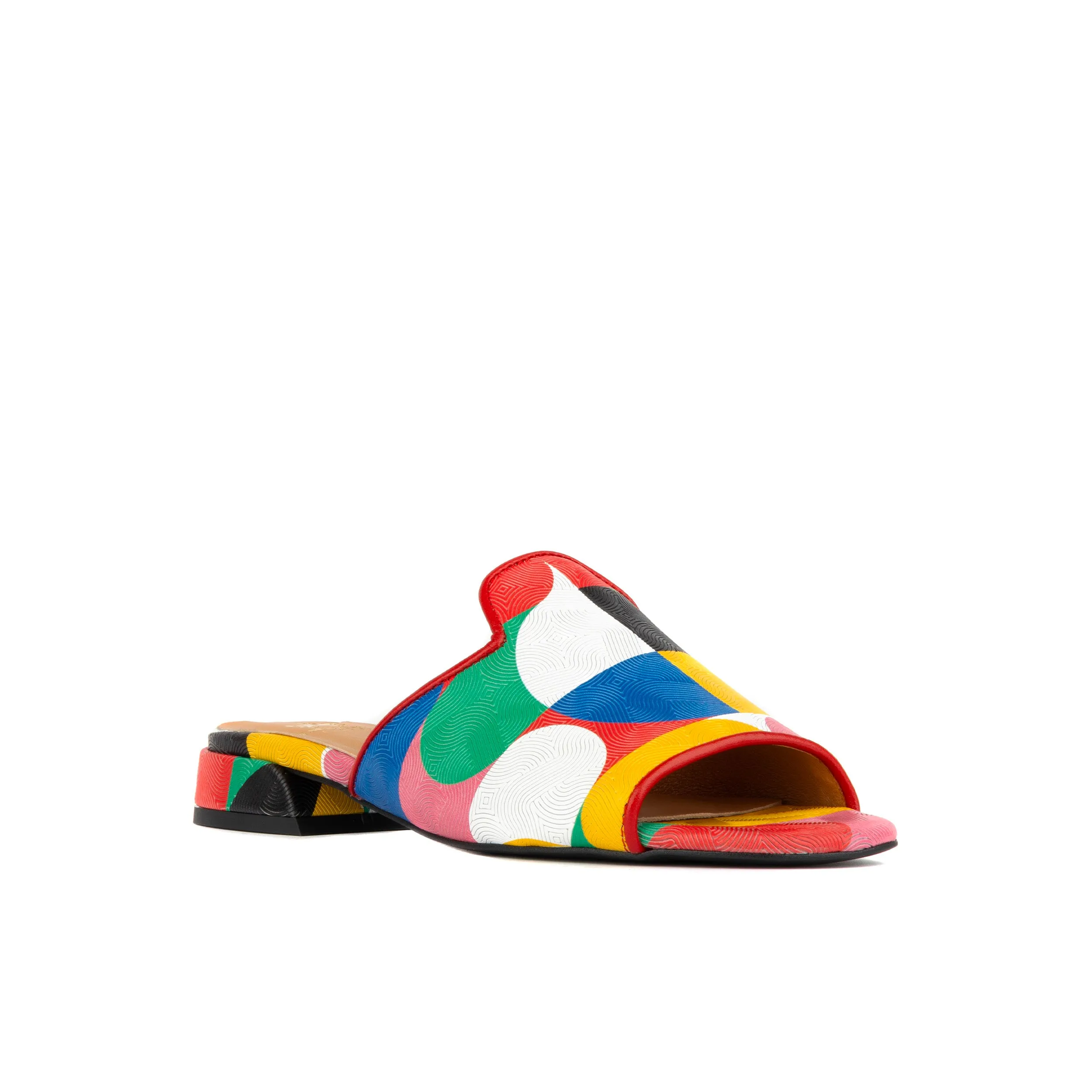 South Beach - Pink Jungle - Women's fully leather lined slip on sandal in multicolour