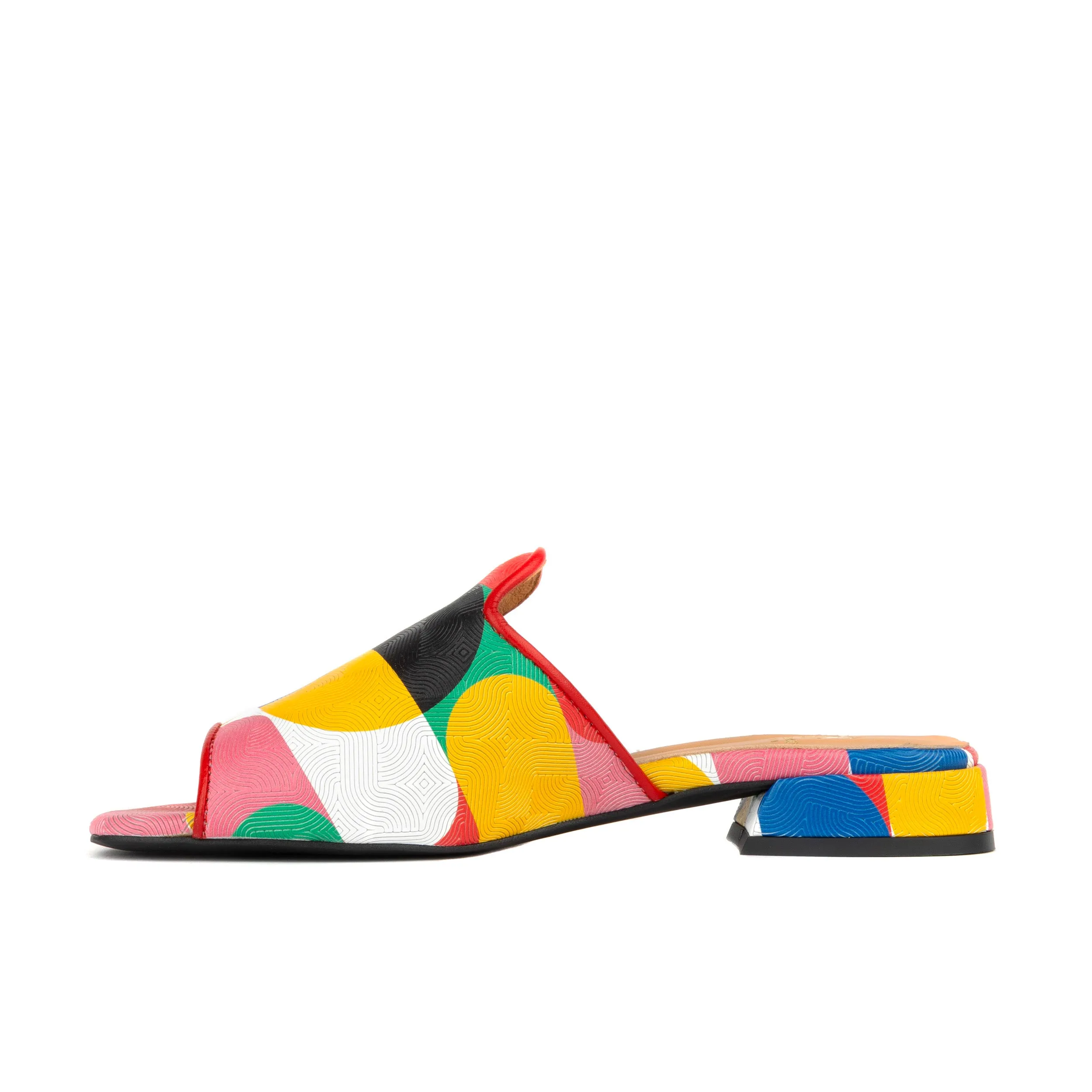 South Beach - Pink Jungle - Women's fully leather lined slip on sandal in multicolour