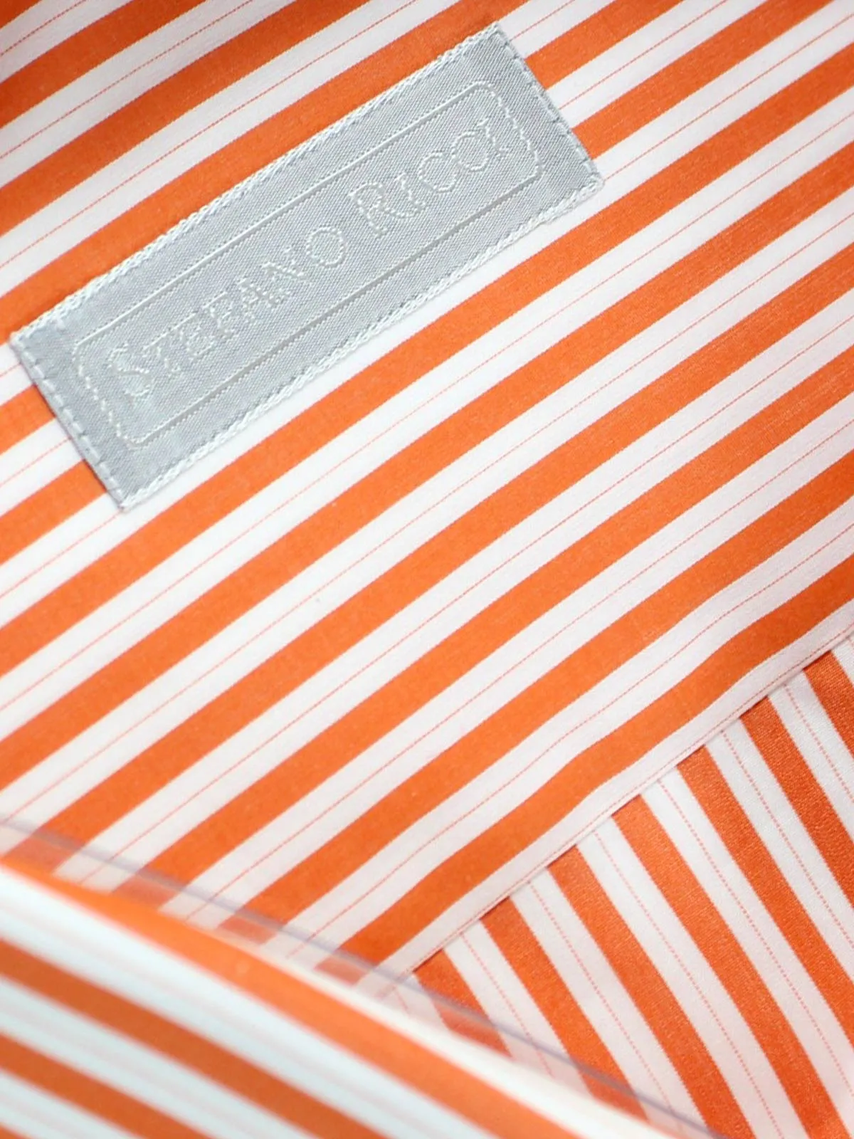 Stefano Ricci Dress Shirt White Orange Stripes 45 - 17 3/4 SALE