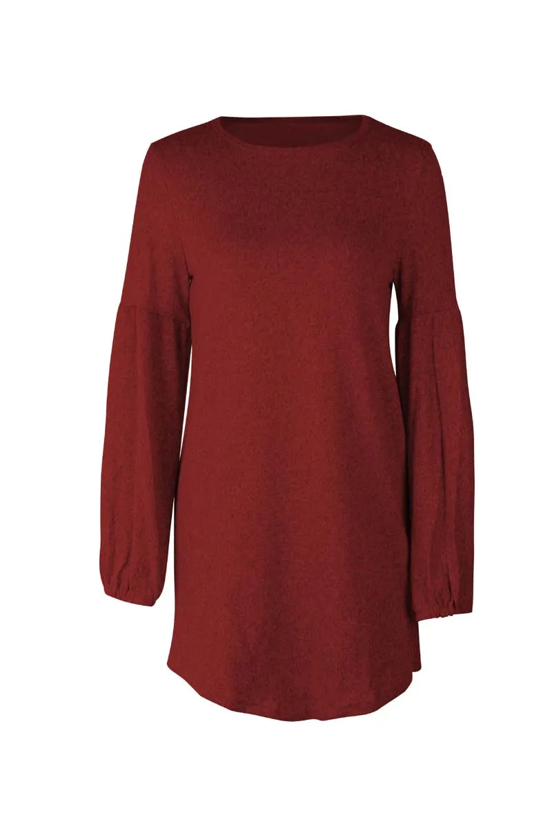 Stylish Leisure Women's O-neck Loose Knit Sweater Dress