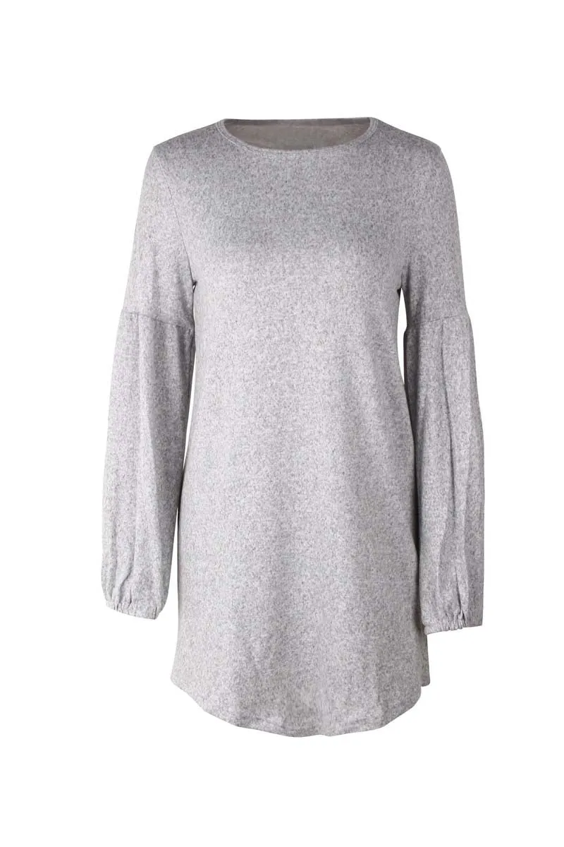 Stylish Leisure Women's O-neck Loose Knit Sweater Dress