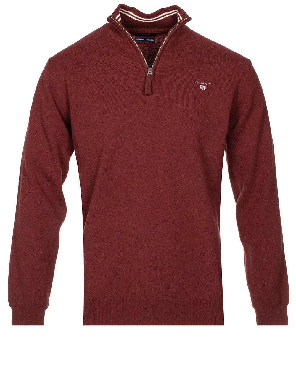 Super Fine Lambswool Half-Zip Sweater Port Red