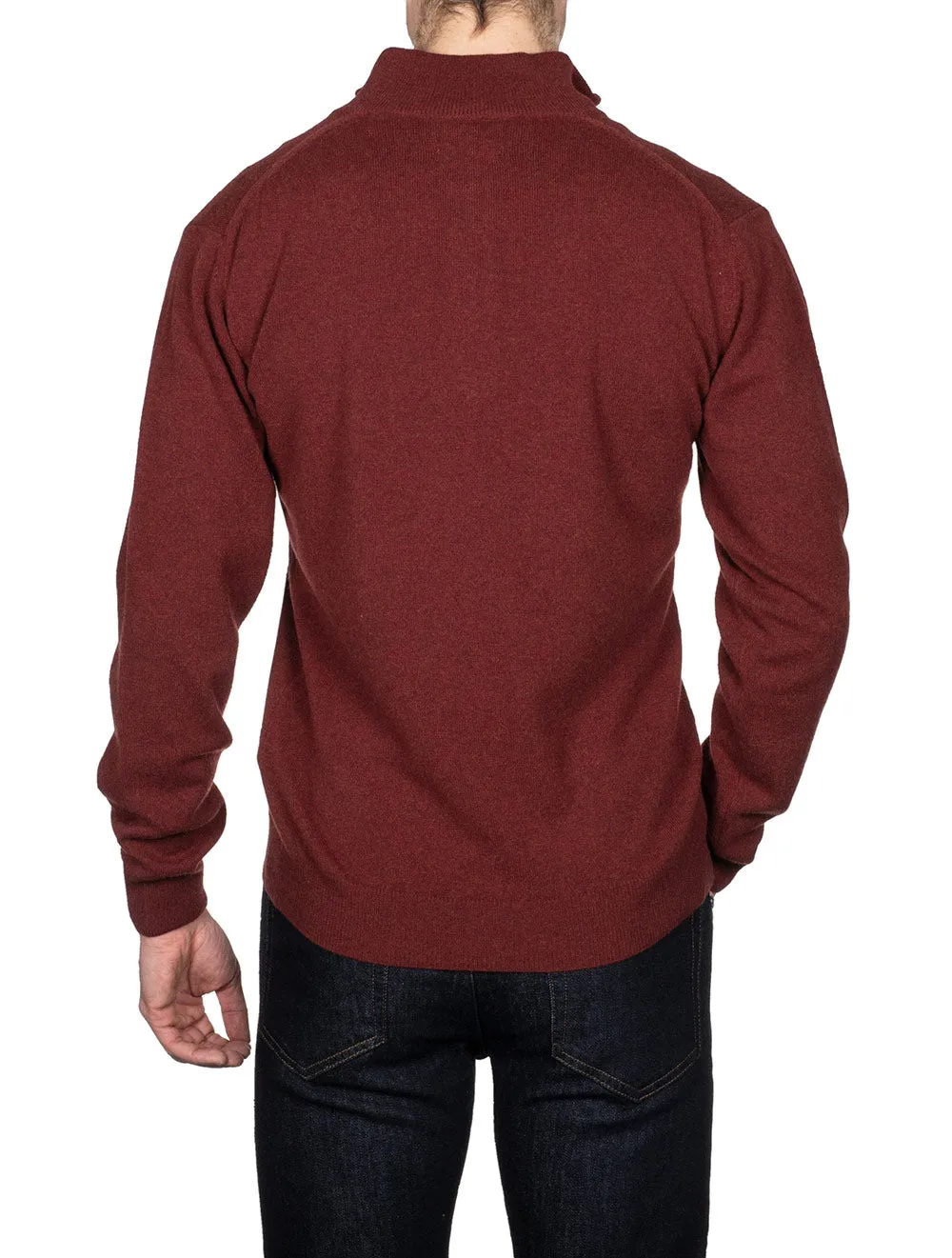 Super Fine Lambswool Half-Zip Sweater Port Red