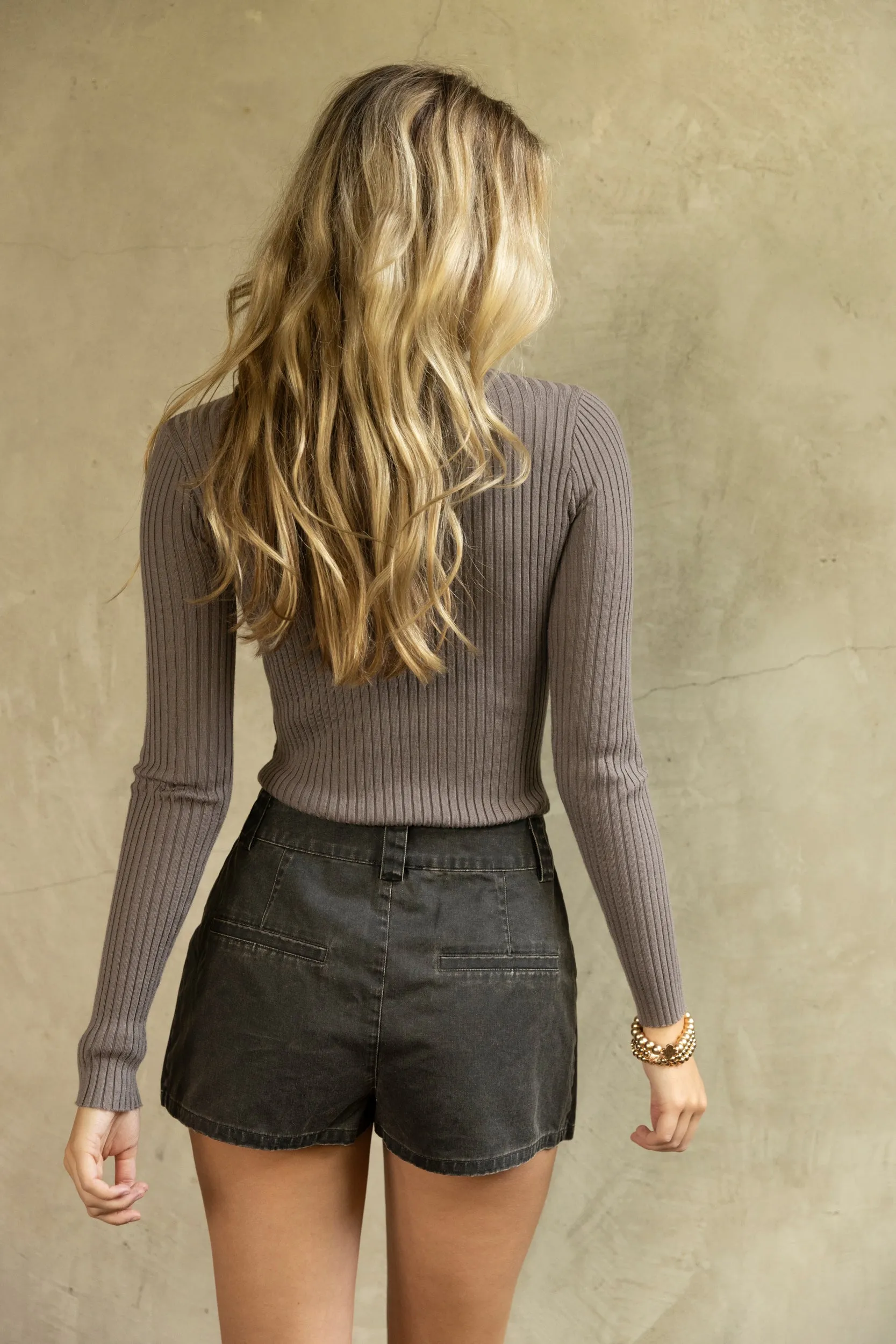 Tanner Ribbed Knit Long Sleeve Top