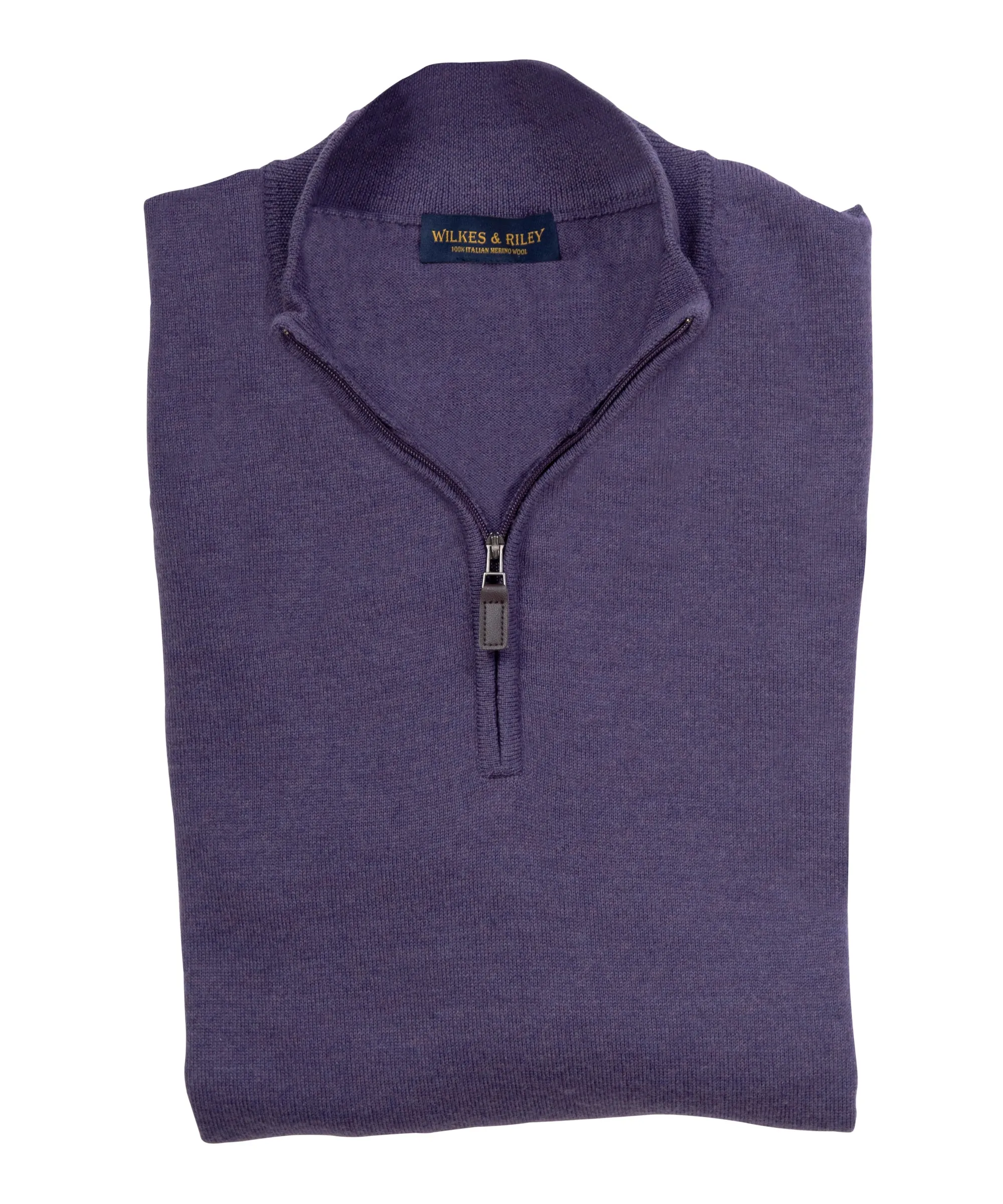 Ultra-fine Zegna Baruffa Half-Zip Merino Wool Sweater - Plum