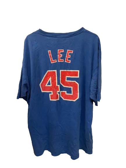 Vintage MLB Panama Baseball Carlos Lee 45 Blue T-Shirt XX-Large