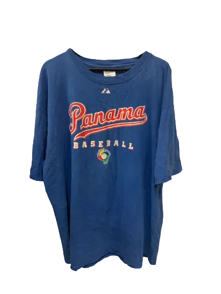 Vintage MLB Panama Baseball Carlos Lee 45 Blue T-Shirt XX-Large