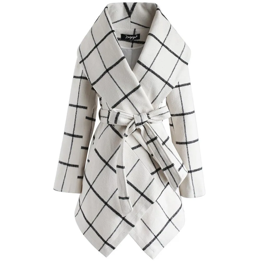 Women Loose Plaid Long Wind Coats