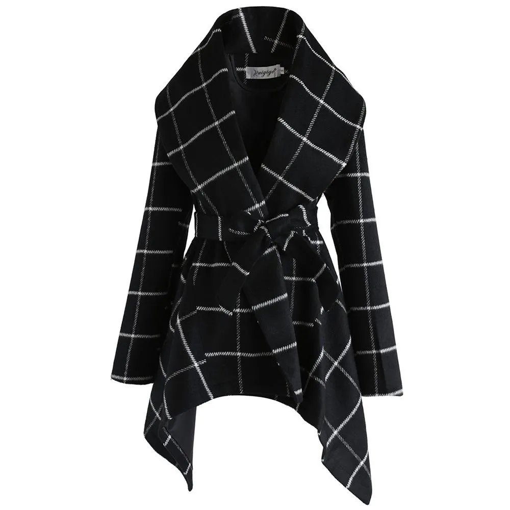 Women Loose Plaid Long Wind Coats