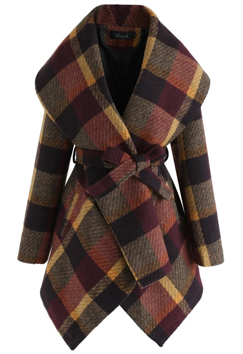 Women Loose Plaid Long Wind Coats