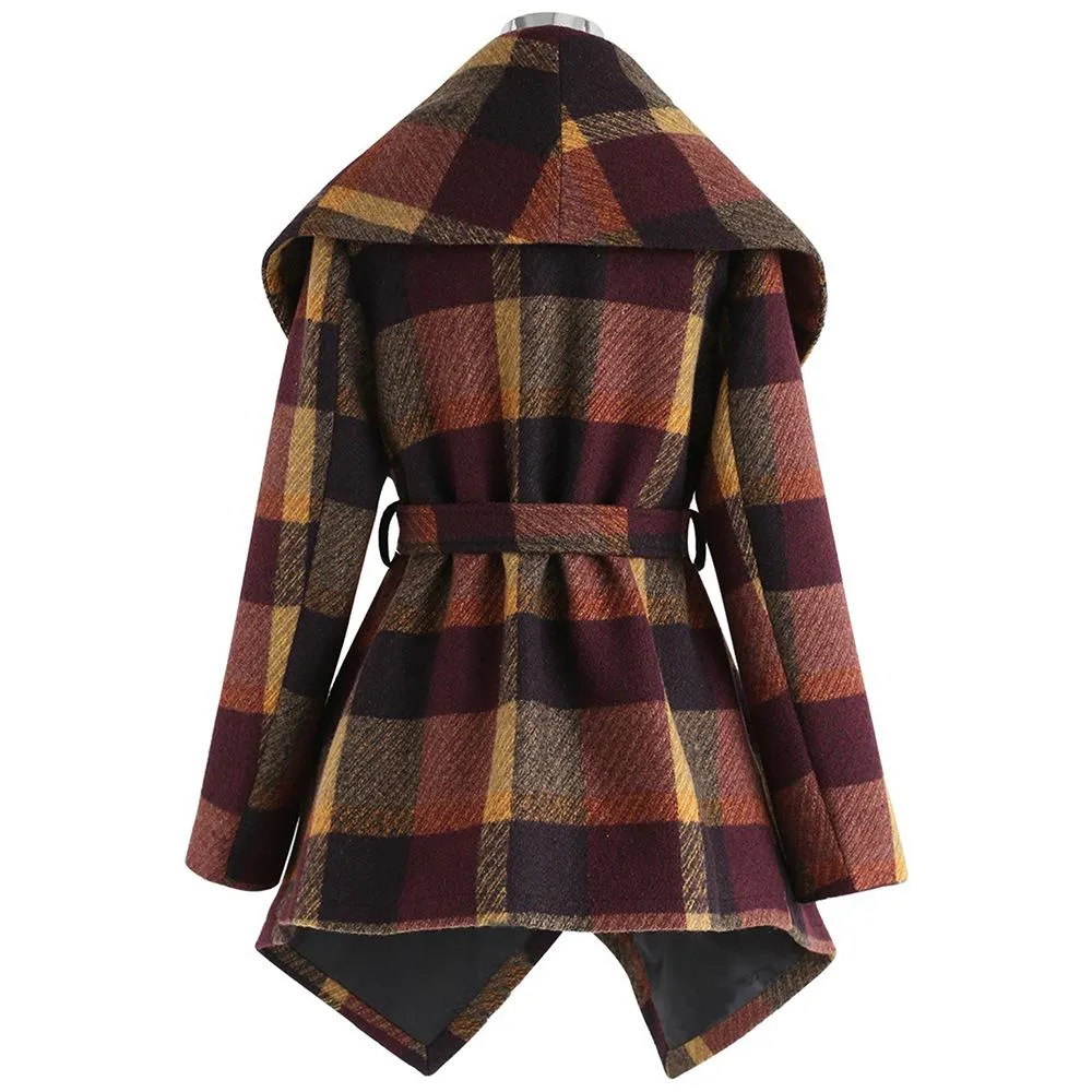 Women Loose Plaid Long Wind Coats