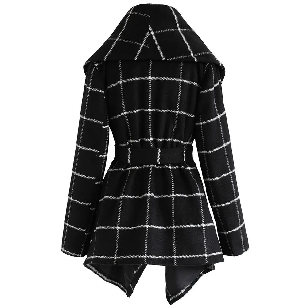 Women Loose Plaid Long Wind Coats