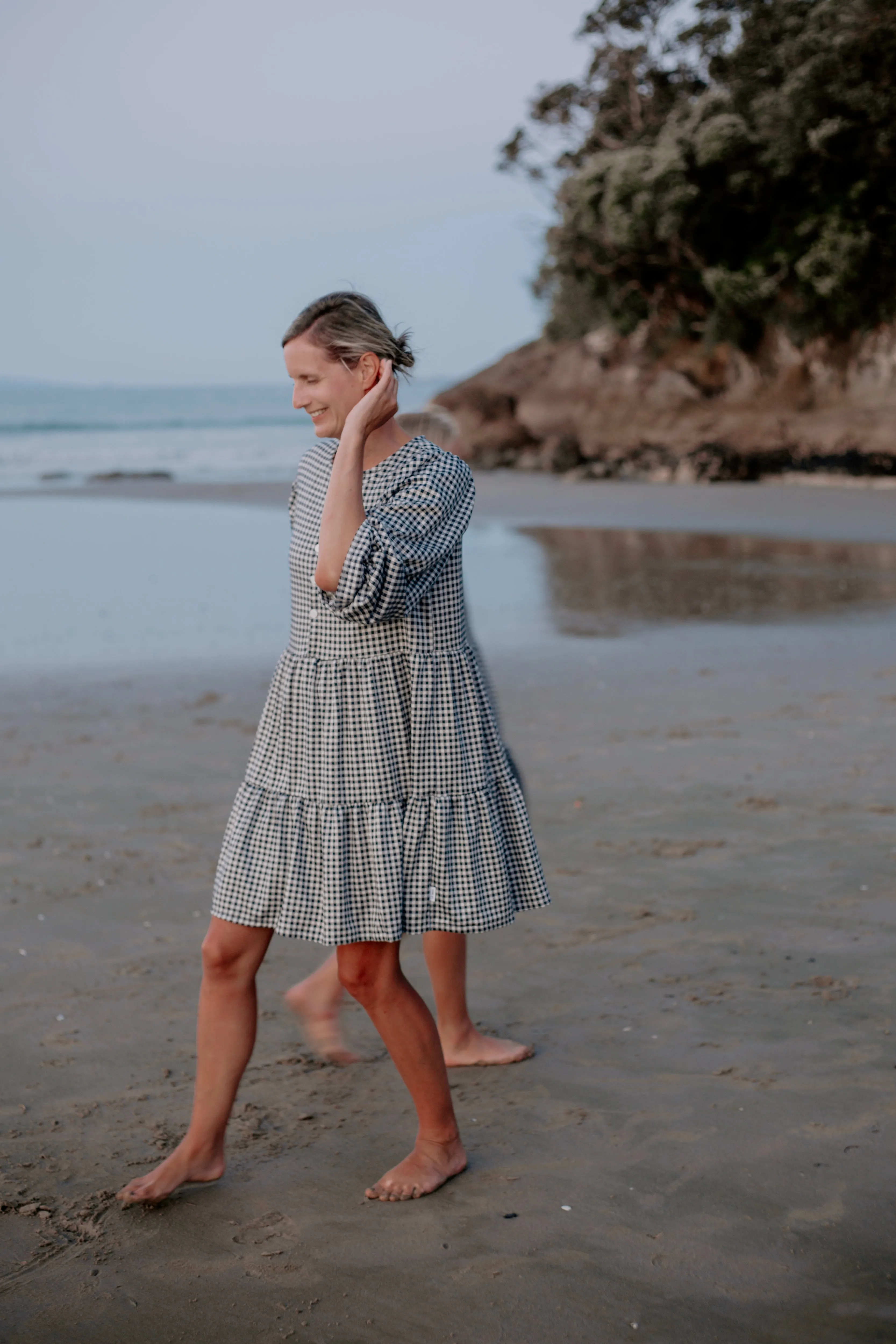 Womens Gingham Dress Black