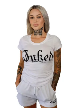 Women's Inked Mag Logo Scoop Neck Tee - White